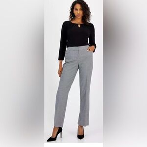 Kasper Women's Trouser Pants Grey Plaid Flat Front Lined High Rise Size 14 New!
